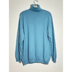 Pure Collection Women's Plus Blue 100% Cashmere Turtleneck Sweater Size 18 US
